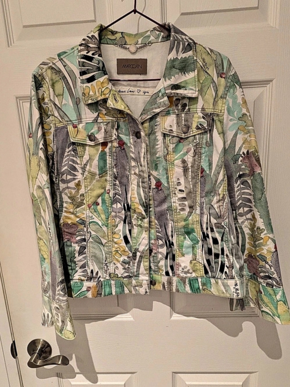 Marc Cain Desert Cacti Botanical Denim Jacket Size N5 / US 10